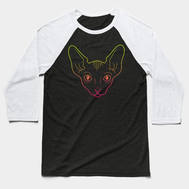 Green-Pink Sphynx cat Baseball T-Shirt by ArtFork